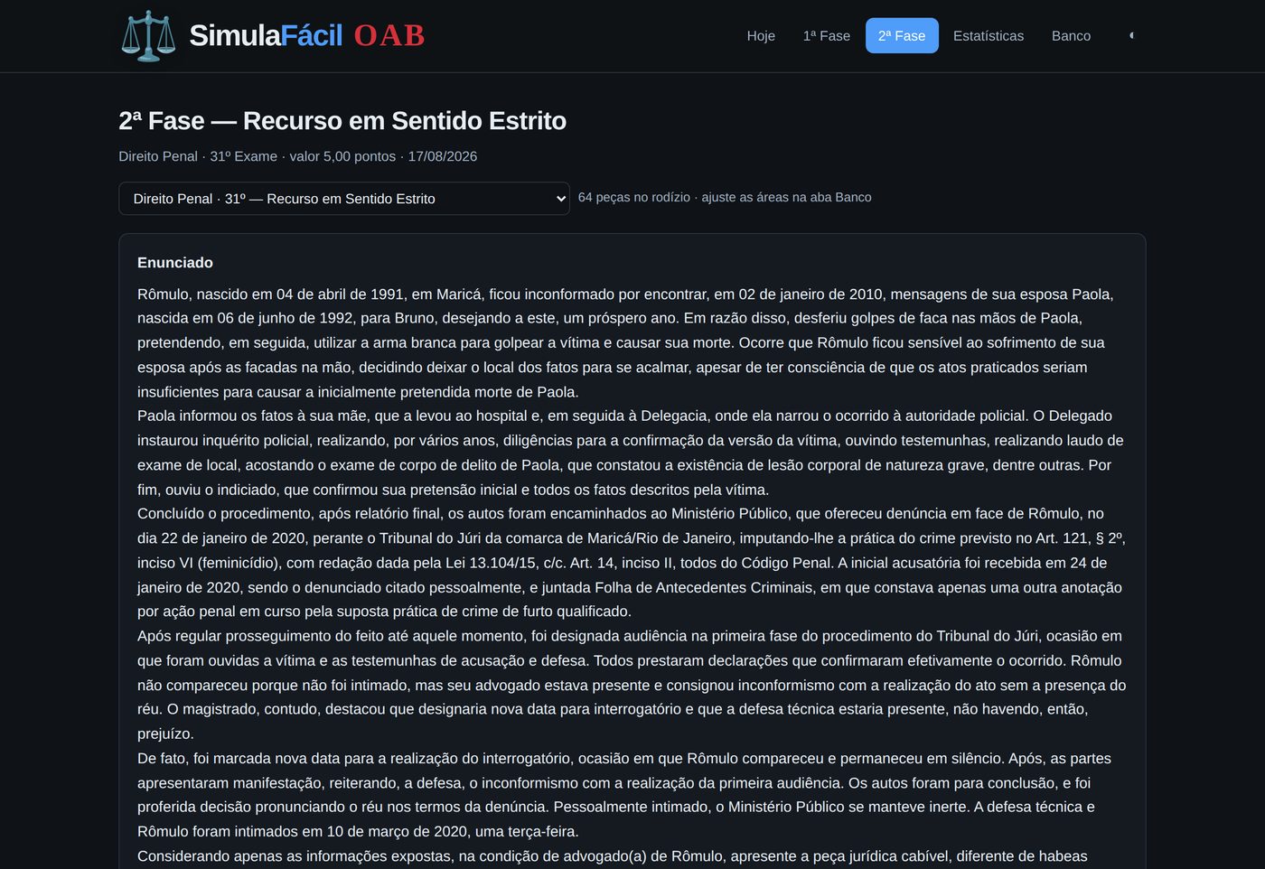 Editor de peça prático-profissional da segunda fase